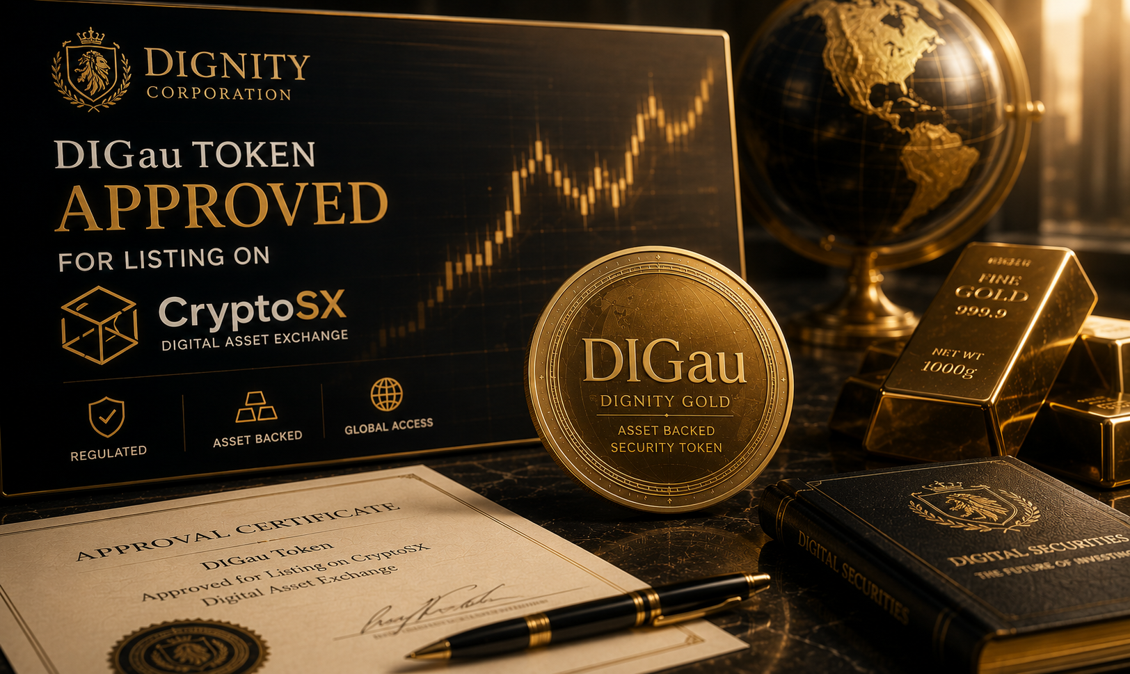 Dignity Corporation DIGau Token Approved for Listing on CryptoSX Digital Asset Exchange